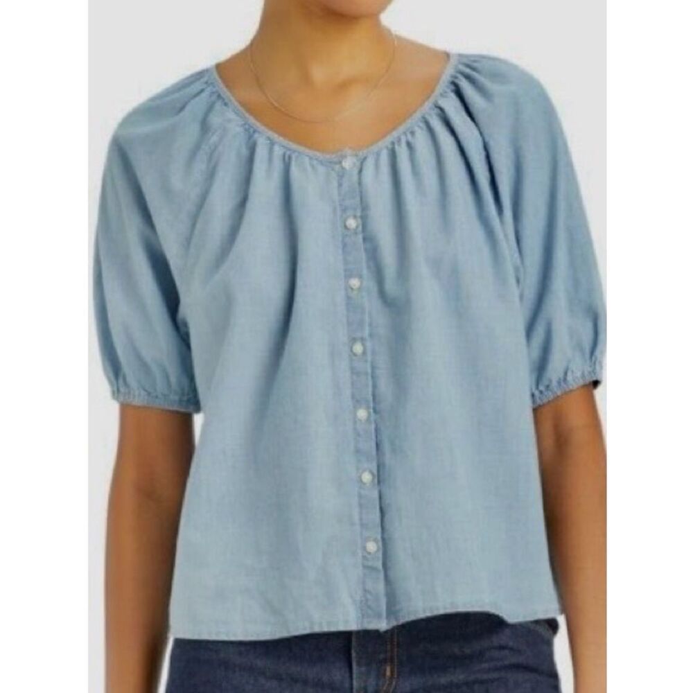 Levi’s Leanne Chambray Peasant Blouse in Blue Womens XXL